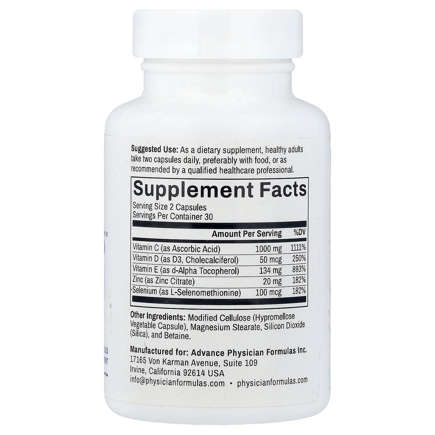 Advance Physician Formulas, Essential 5™ With Vitamins C, D, & E + Zinc & Selenium, 60 Vegetable Capsules