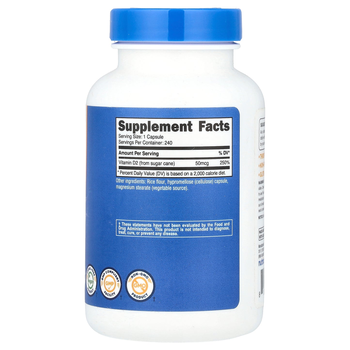 Nutricost, Vitamin D2, 50 mcg (2,000 IU), 240 Capsules