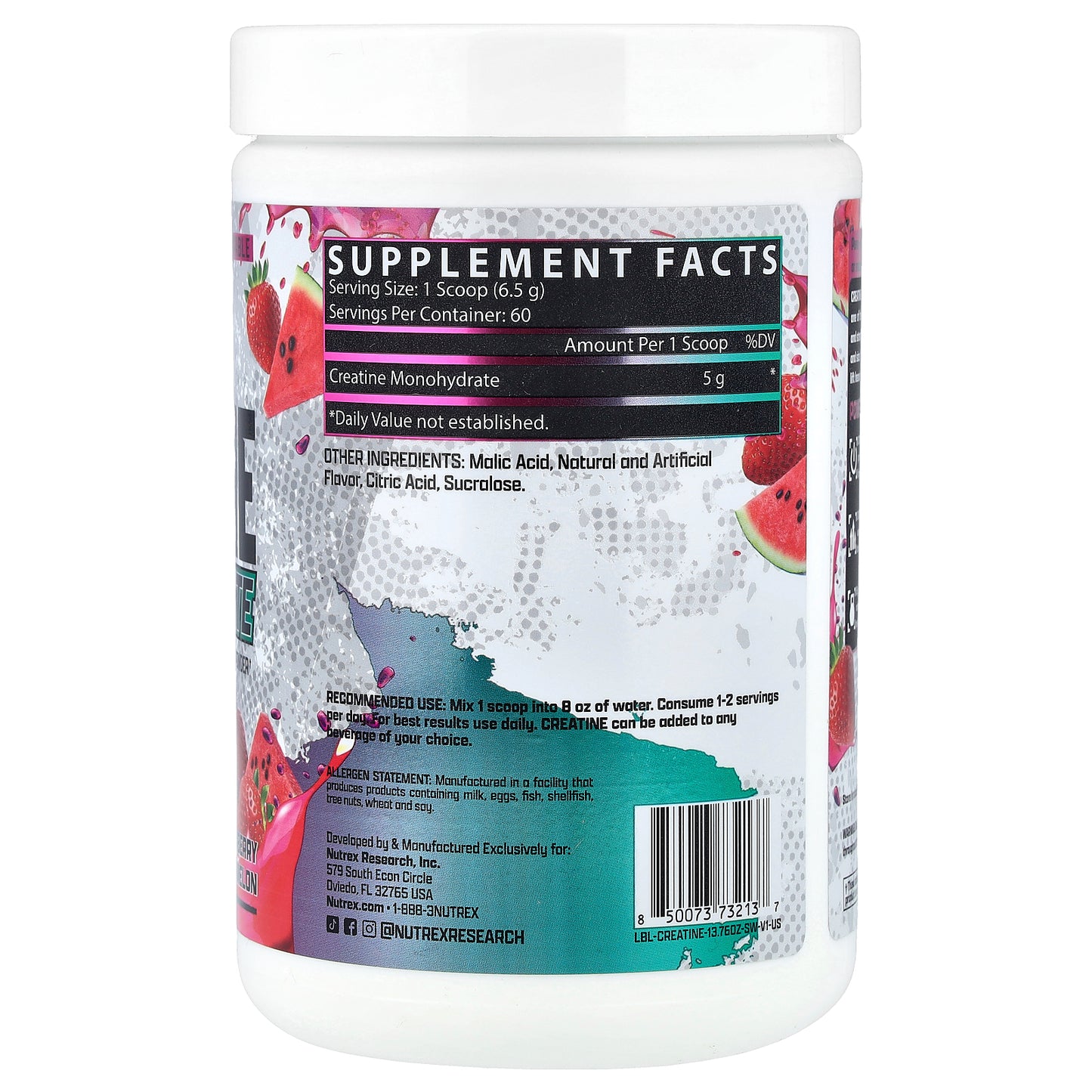 Nutrex Research, Creatine Monohydrate, Strawberry Watermelon, 13.76 oz (390 g)