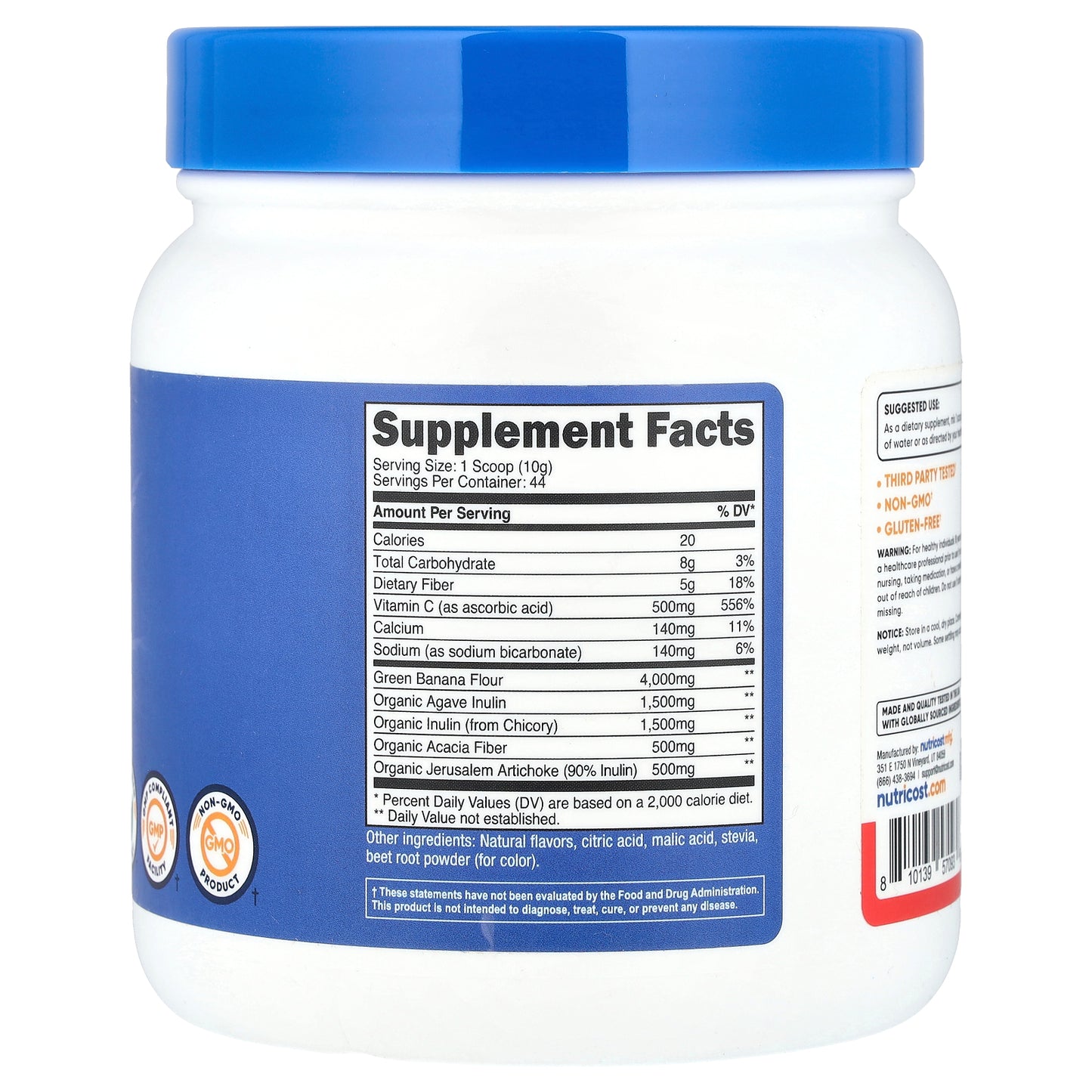 Nutricost, Prebiotic Fiber, Fruit Punch , 16.2 oz (454 g)