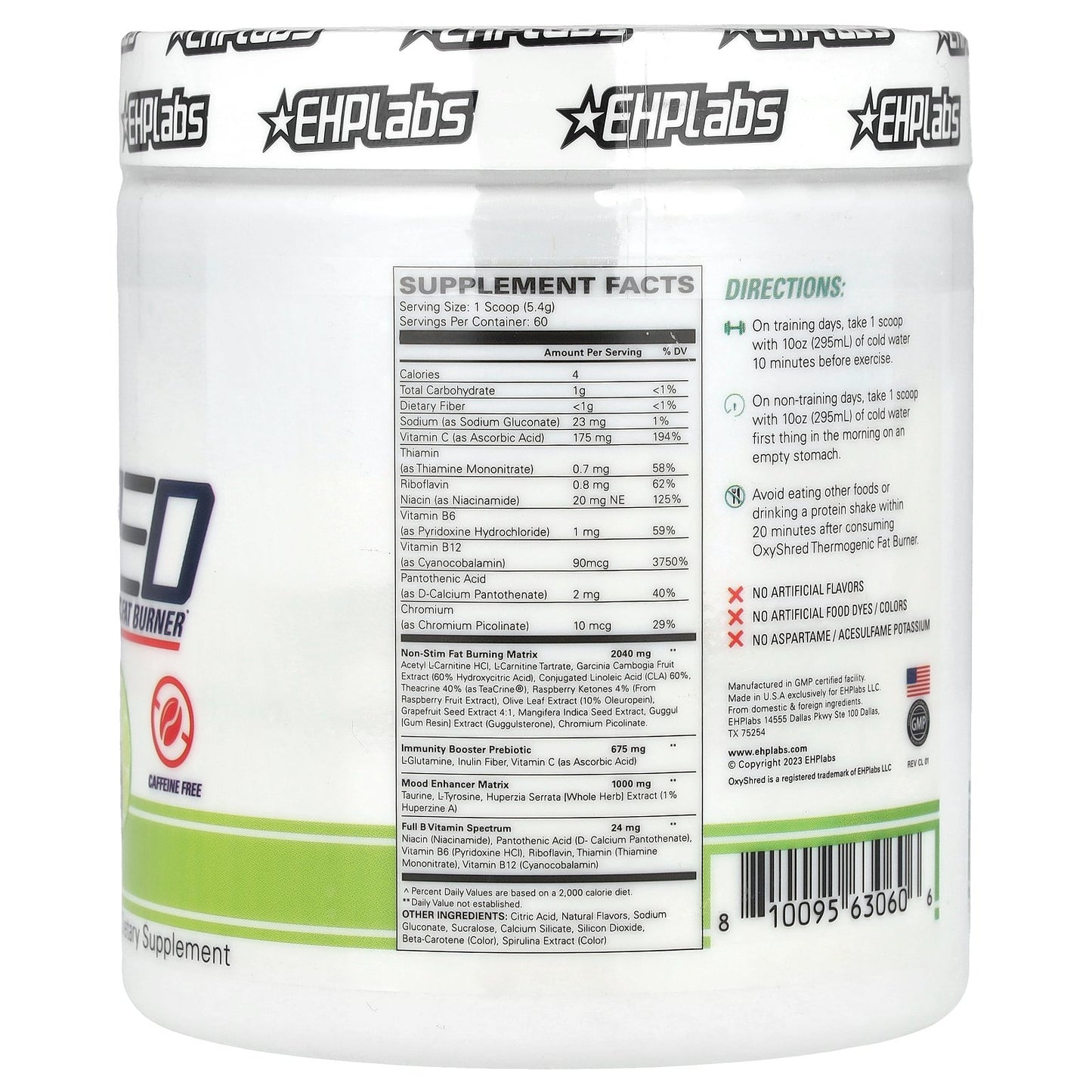 EHPlabs, OxyShred Non-Stim, Thermogenic Fat Burner, Mojito, 11.4 oz (324 g)