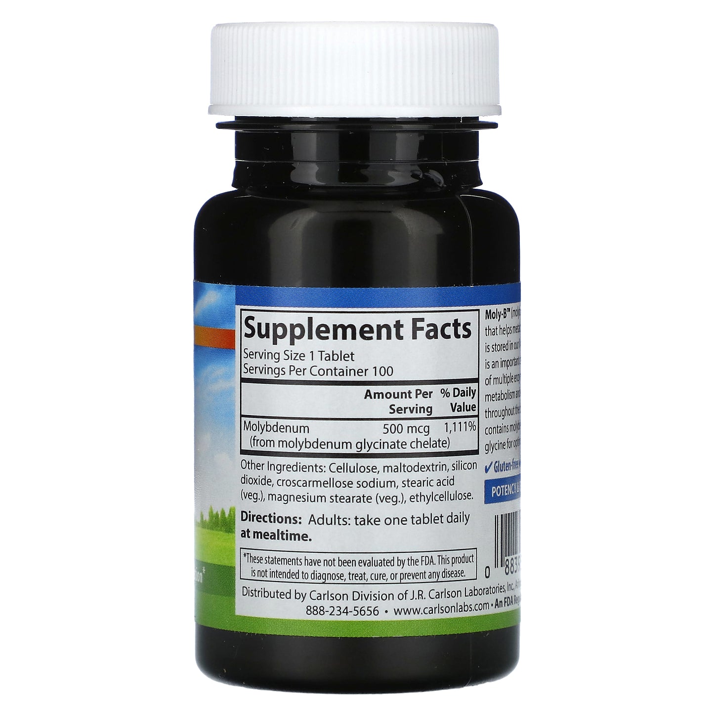 Carlson, Moly-B, 100 Vegetarian Tablets (500 mcg per Tablet)