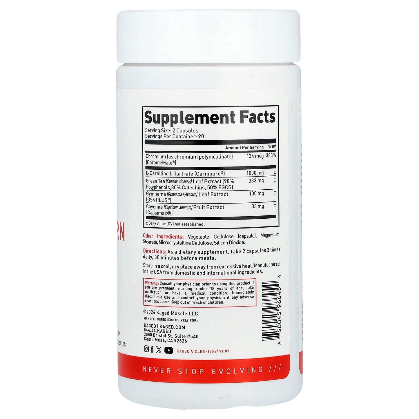 Kaged, Clean Burn, 180 Vegetable Capsules