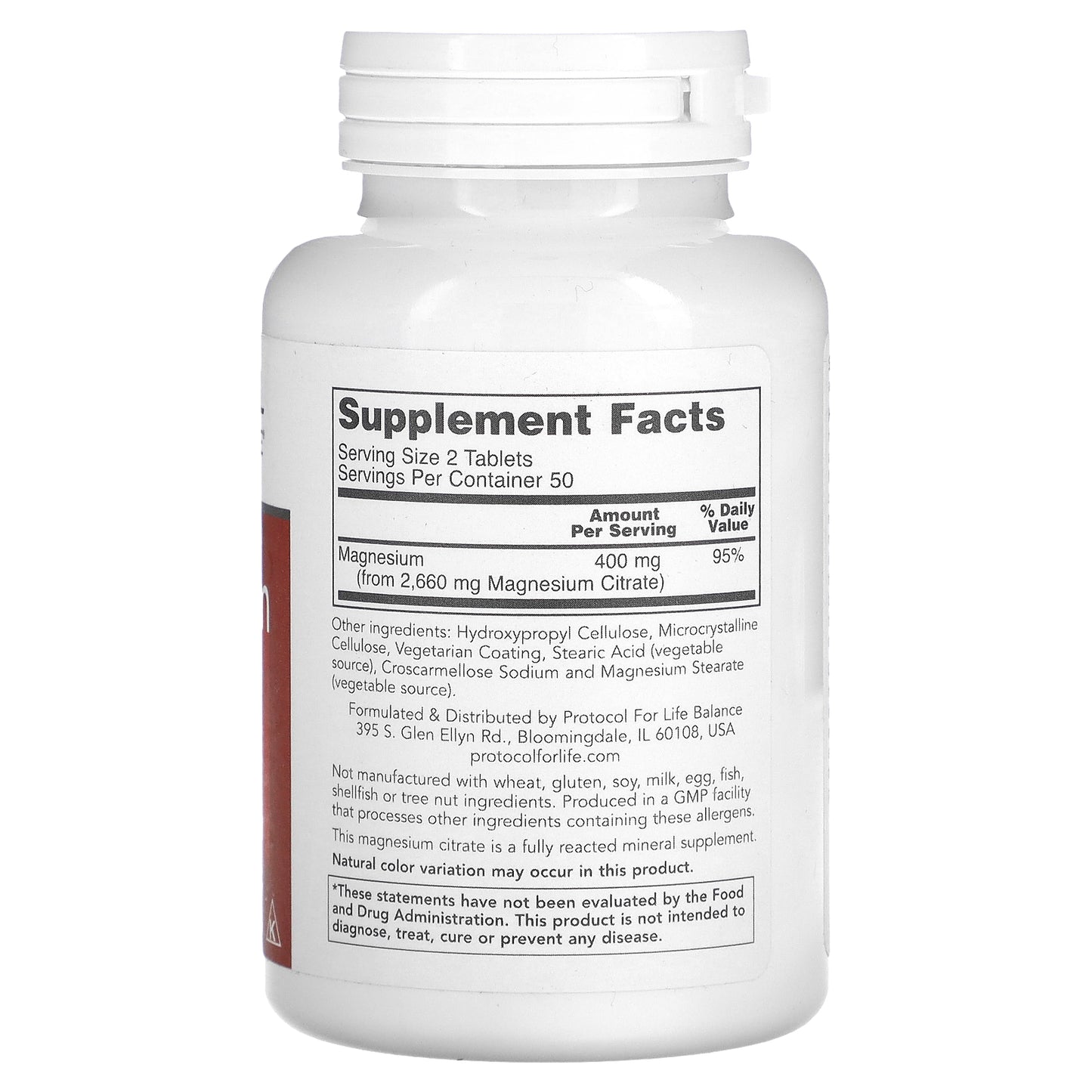 Protocol for Life Balance, Magnesium Citrate, 100 Tablets (200 mg per Tablet)