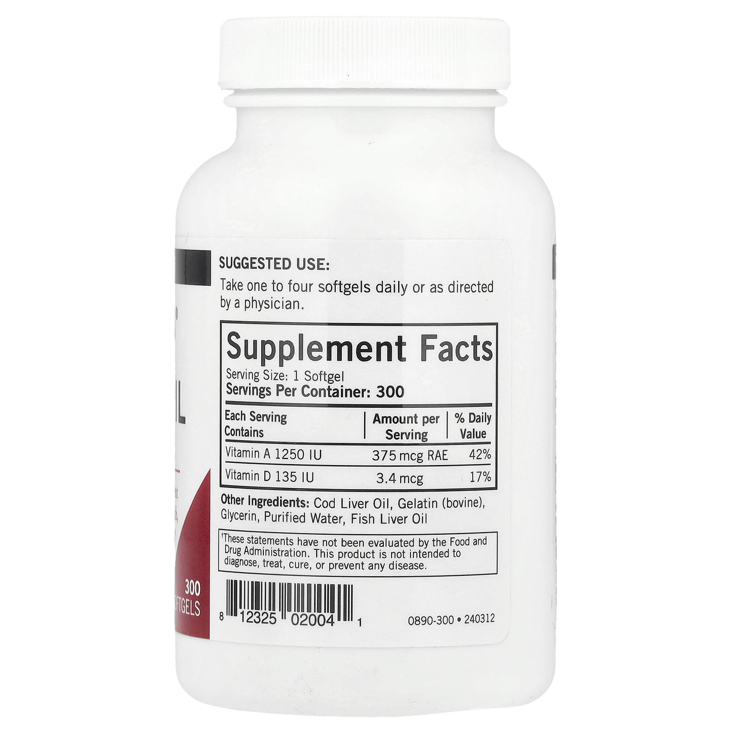 Kirkman Labs, Cod Liver Oil with Vitamins A & D, 300 Softgels