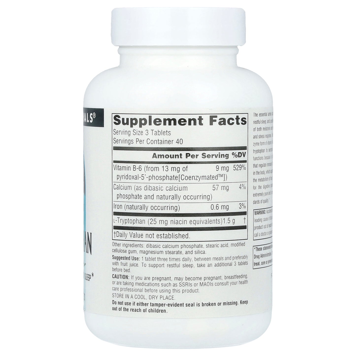 Source Naturals, L-Tryptophan With Coenzyme B-6, 120 Tablets