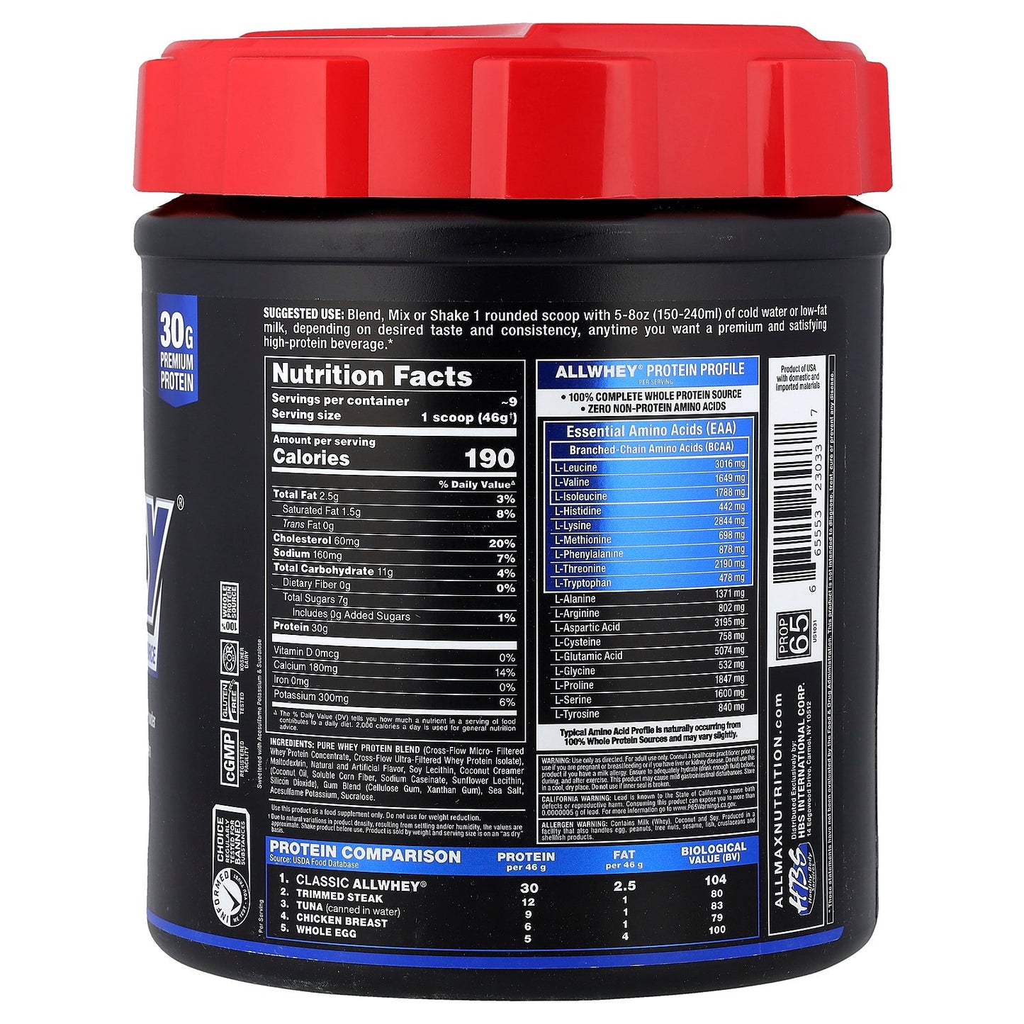 ALLMAX, CLASSIC ALLWHEY®, 100% Whey Protein Source, Vanilla, 0.9 lbs (425 g)