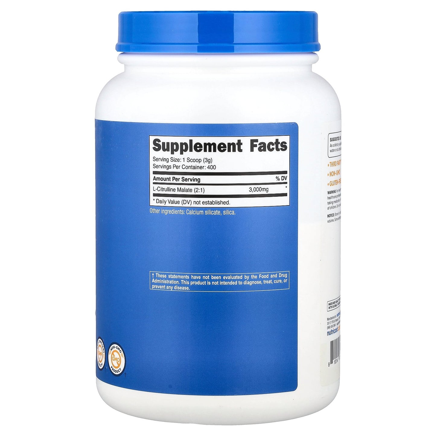 Nutricost, L-Citrulline Malate 2:1, Unflavored, 43.7 oz (1.2 kg)