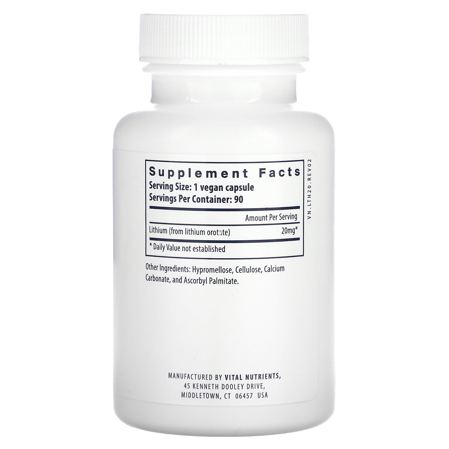 Vital Nutrients, Lithium , 20 mg , 90 Vegan Capsules