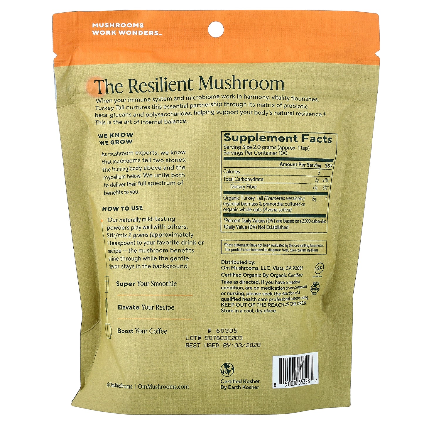 Om Mushrooms, Mushroom Powder, Turkey Tail, 7.05 oz (200 g)