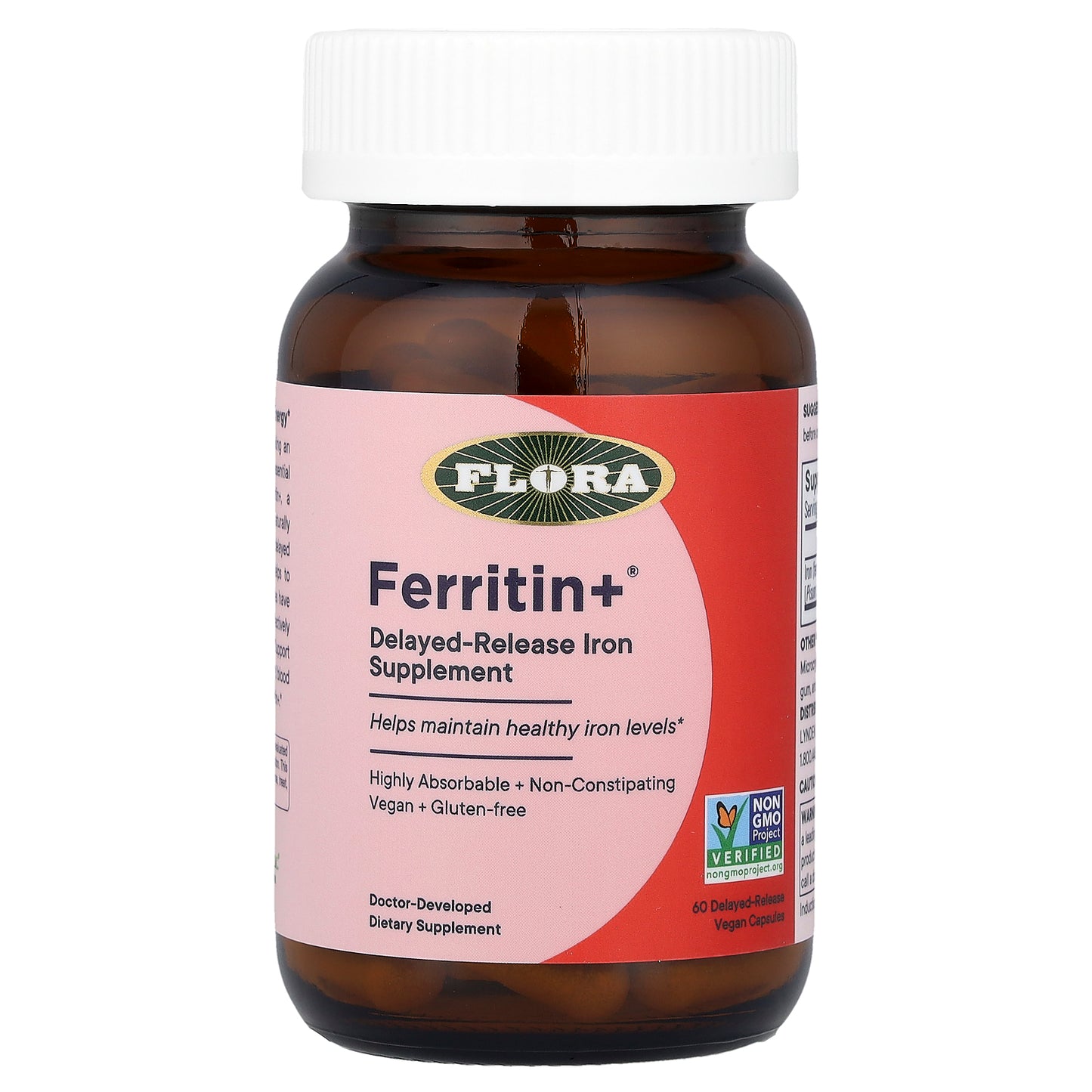 Flora, Ferritin +®, 60 Delayed-Release Vegan Capsules (20 mg per Capsule)