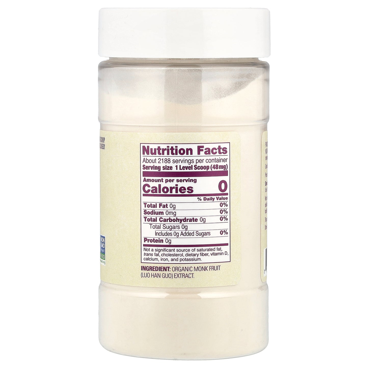 NOW Foods, Organic Monk Fruit Extract Powder, Zero-Calorie Sweetener, 3.7 oz (105 g)