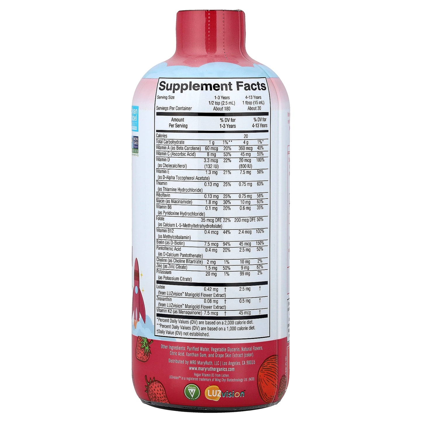 MaryRuth's, Kids, Morning Multivitamin With Lutein, Apple Berry Blast, 15.22 fl oz (450 ml)
