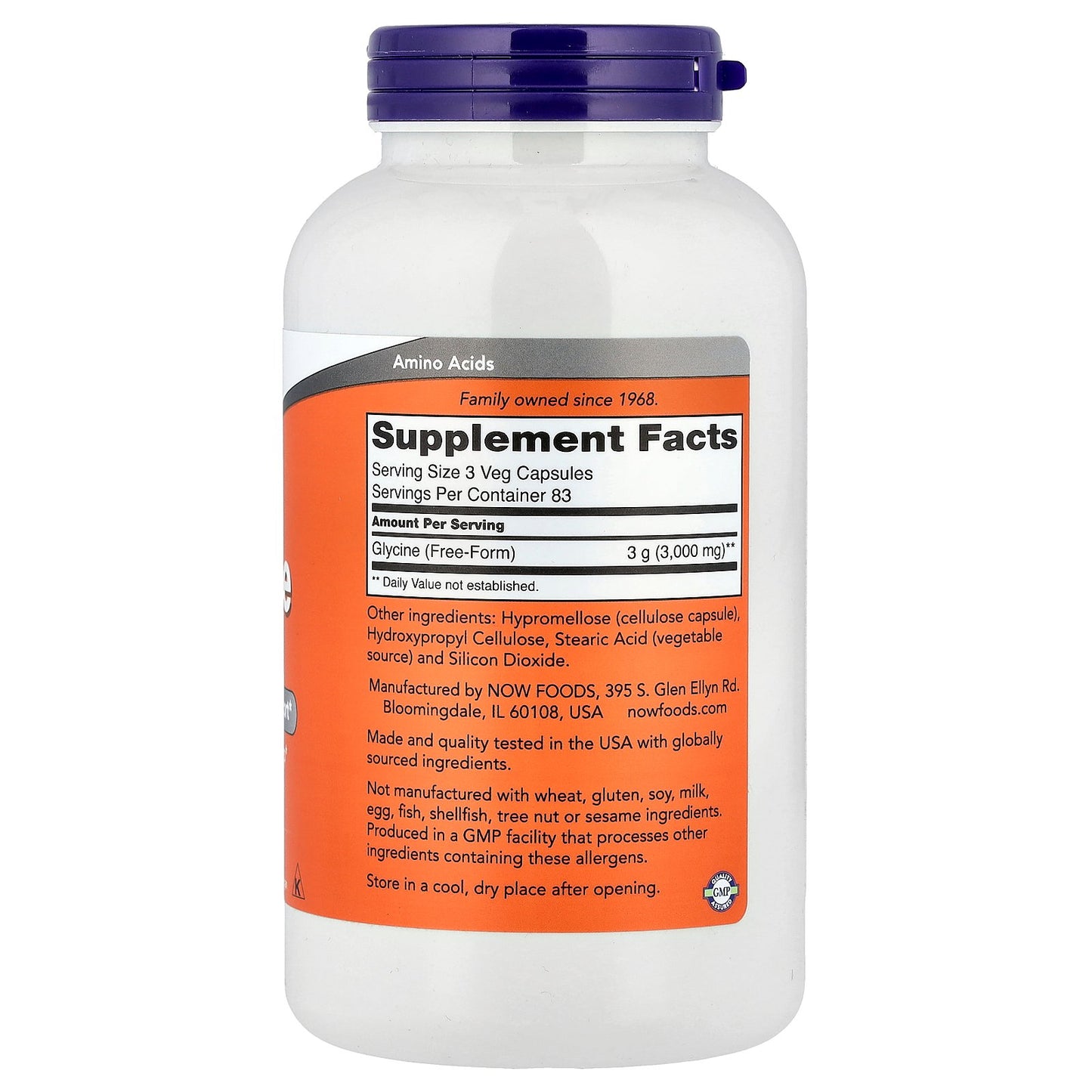 NOW Foods, Glycine, 1,000 mg, 250 Veg Capsules