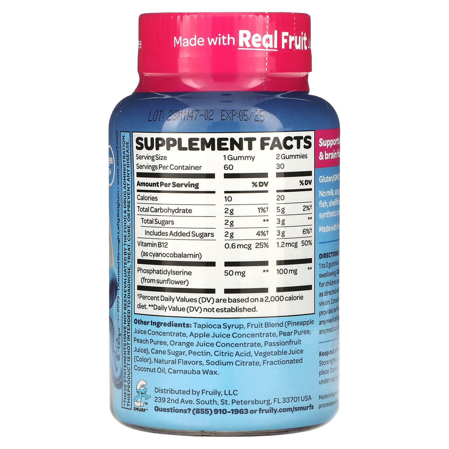 The Smurfs, Kids Gummy, Memory & Focus, Ages 4+, Smurf Berry, 60 Gummies