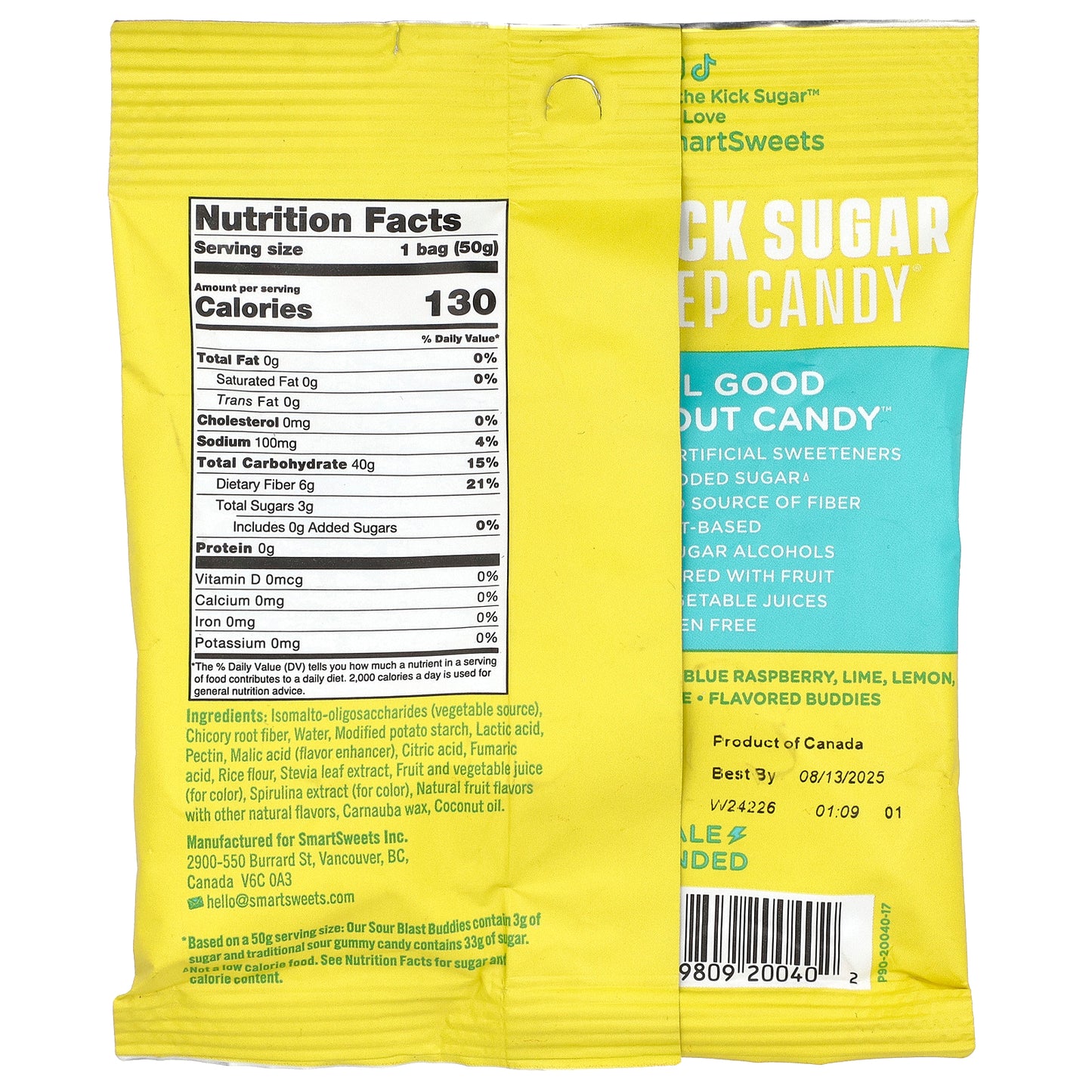 SmartSweets, Sour Blast Buddies®, Berry, Blue Raspberry, Lime, Lemon, Orange, 1.8 oz (50 g)