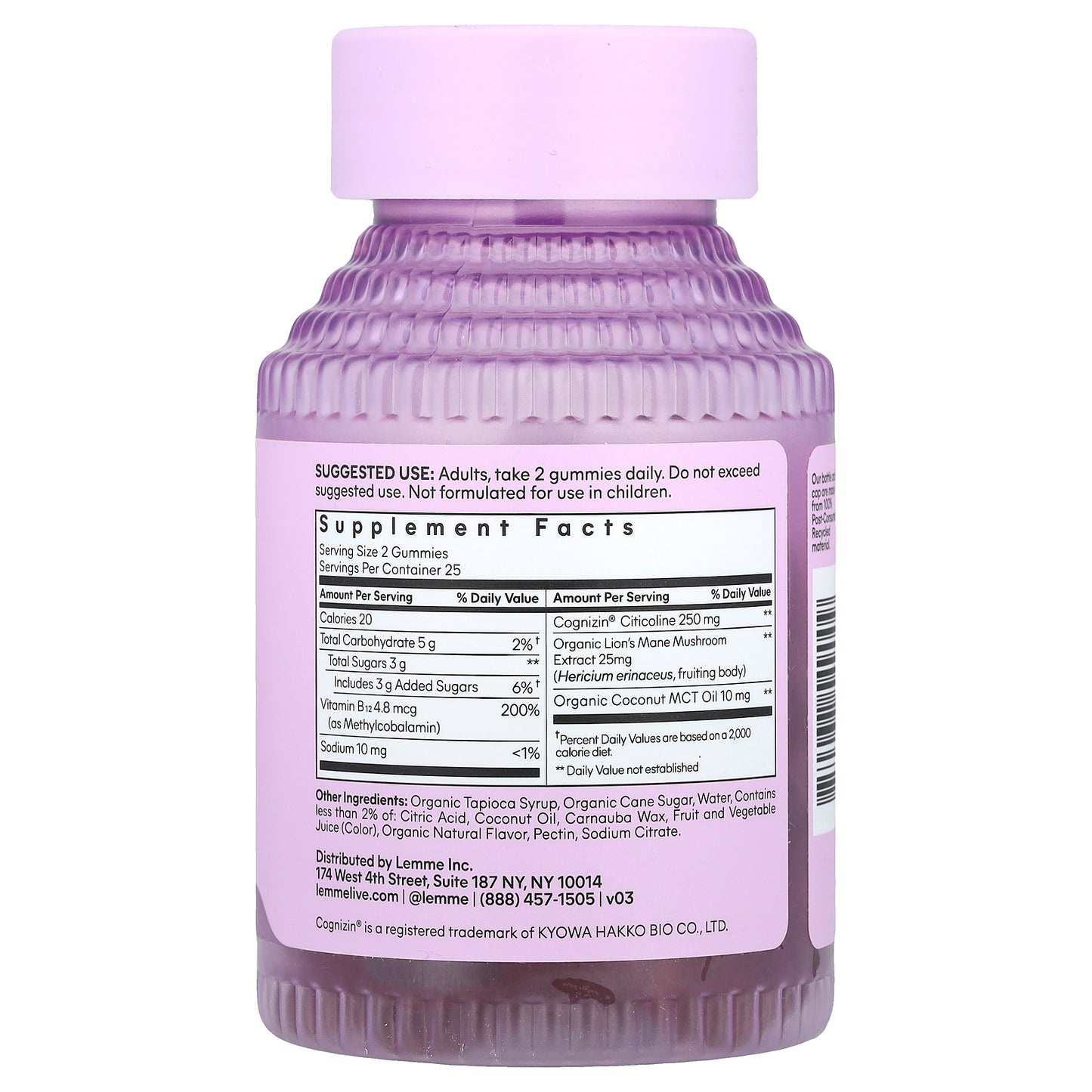 Lemme, Focus, Concentration Gummies, Strawberry, 50 Gummies
