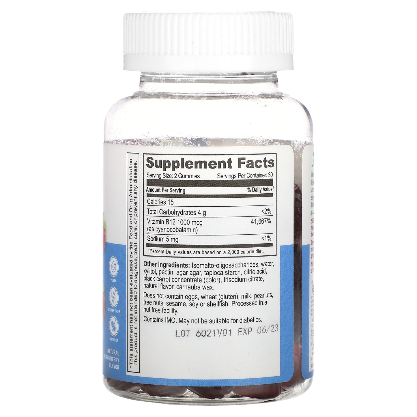 Lifeable, Vitamin B12 Gummies, Sugar Free, Natural Strawberry, 60 Gummies (500 mcg per Gummy)