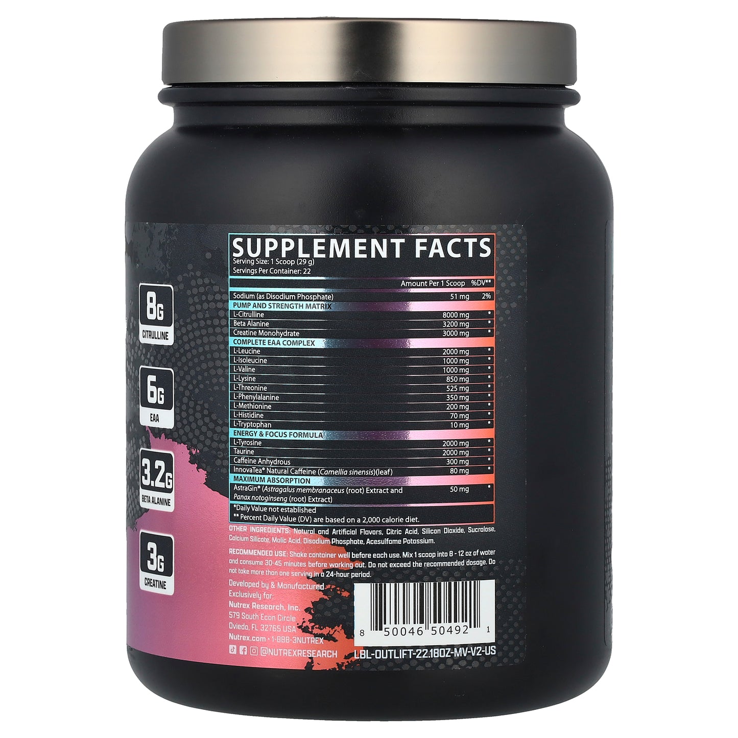 Nutrex Research, Outlift® Clinical, Miami Vice, 22.18 oz (628.9 g)