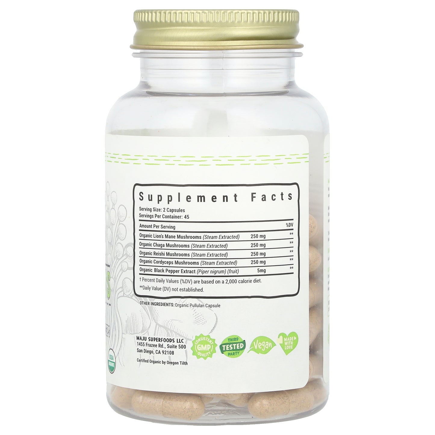 Maju Superfoods, Mental Mushrooms, 90 Capsules