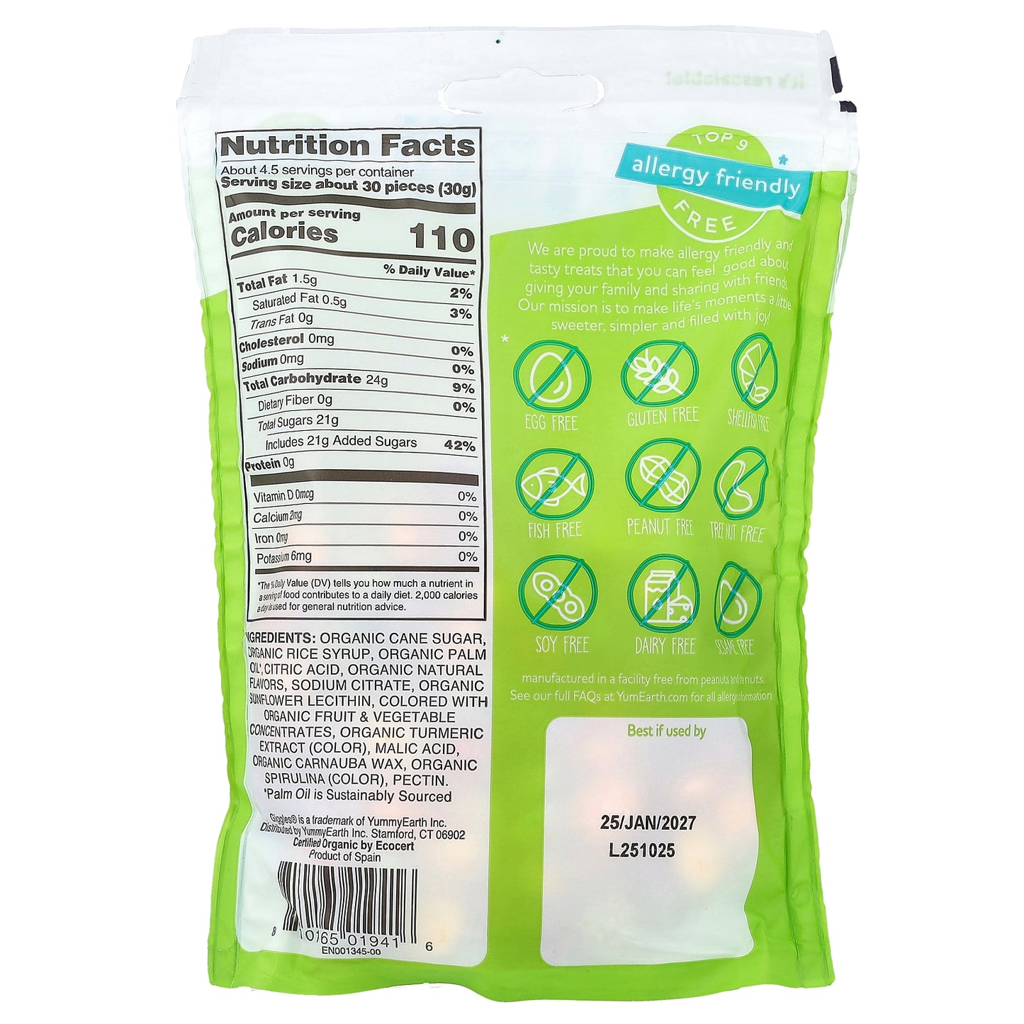 YumEarth, Organic Giggles®, Chewy Candy Bites, Sour, 5 oz (142 g)