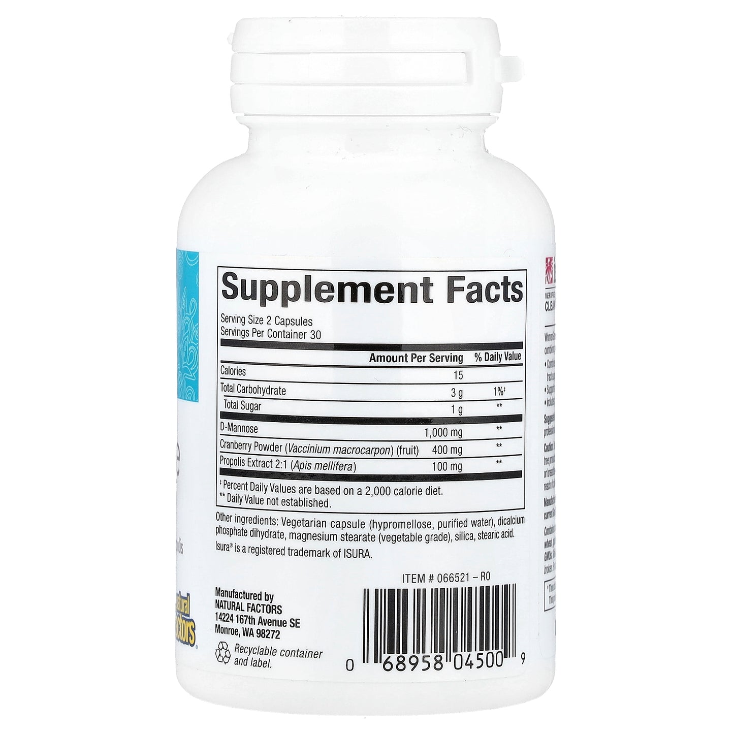 Natural Factors, WomenSense®, D-Mannose, 60 Vegetarian Capsules