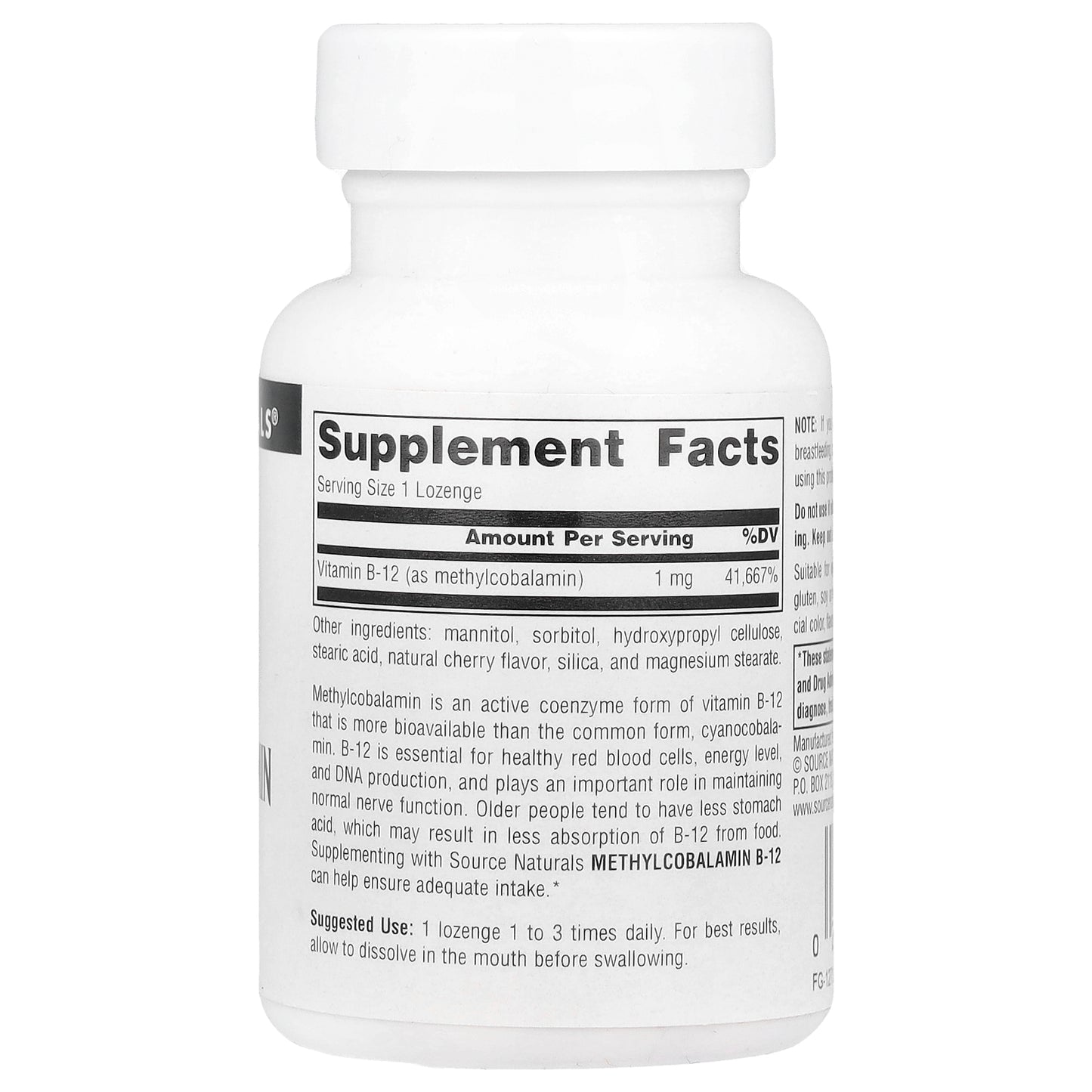 Source Naturals, MethylCobalamin, Cherry, 1 mg, 60 Lozenges