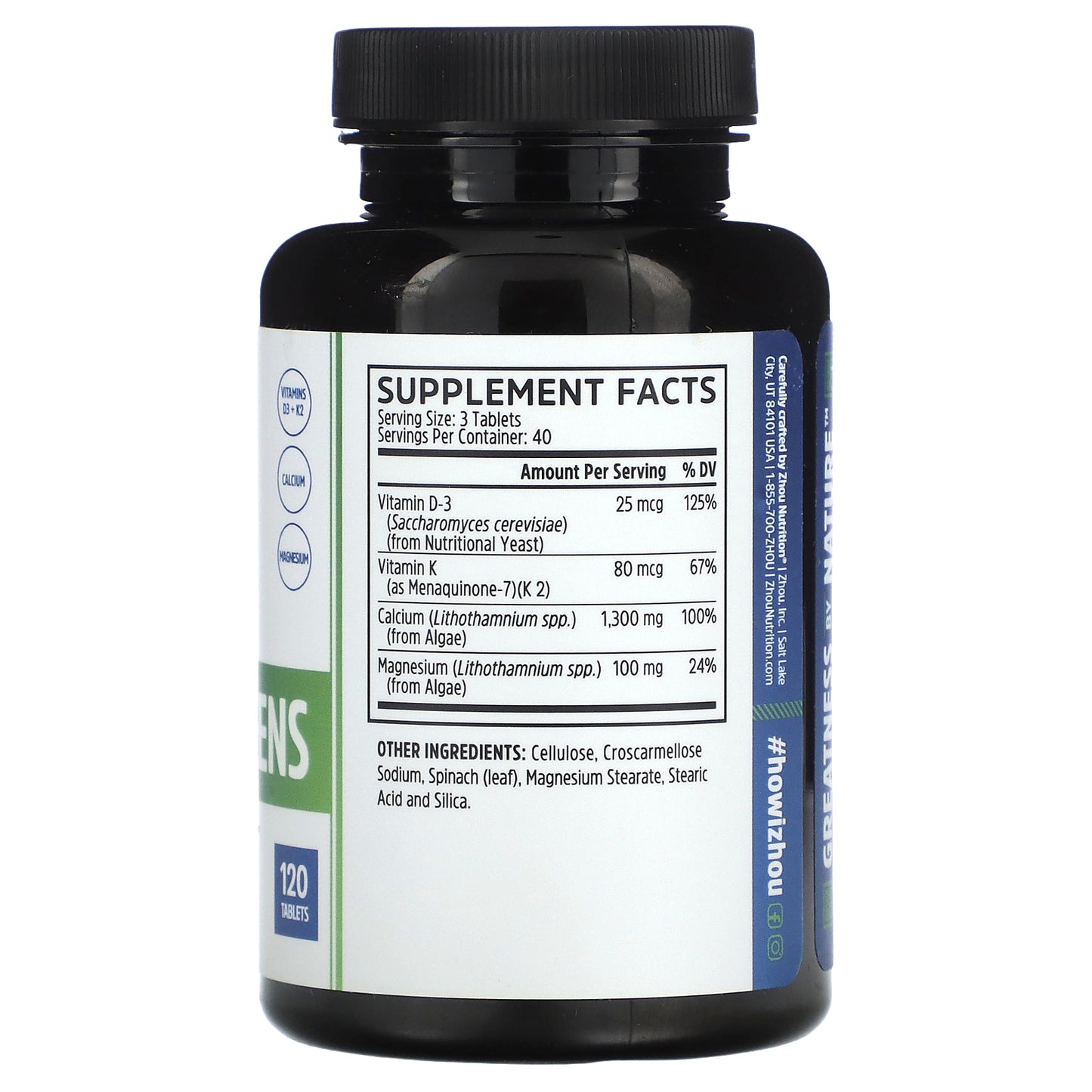 Zhou Nutrition, Calcium Greens, 120 Tablets