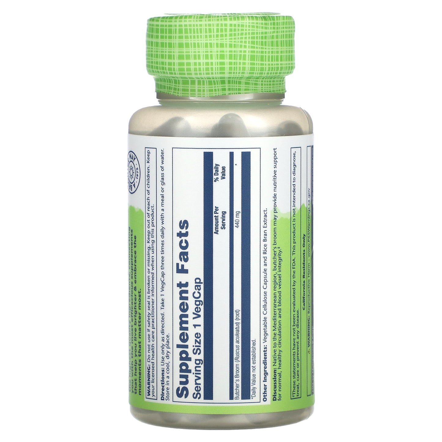 Solaray, True Herbs, Butcher's Broom, 440 mg, 100 VegCaps