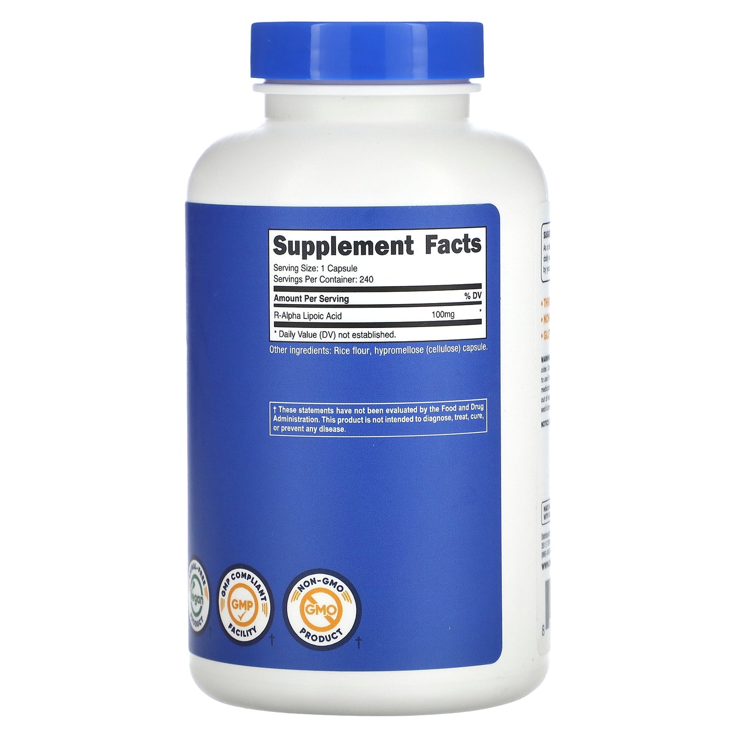 Nutricost, R-Alpha Lipoic Acid, 100 mg, 240 Capsules