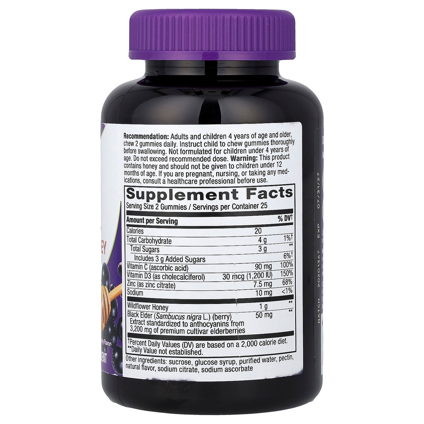 Nature's Way, Sambucus® Elderberry + Wildflower Honey Immune Gummy, Honey, 50 Gummies