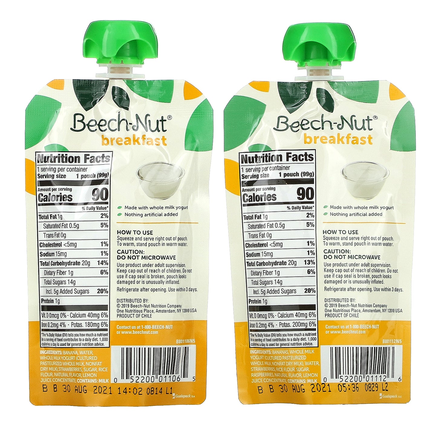 Beech-Nut, Breakfast, 12+ Months, Variety Pack, 9 Pouches, 3.5 oz (99 g) Each