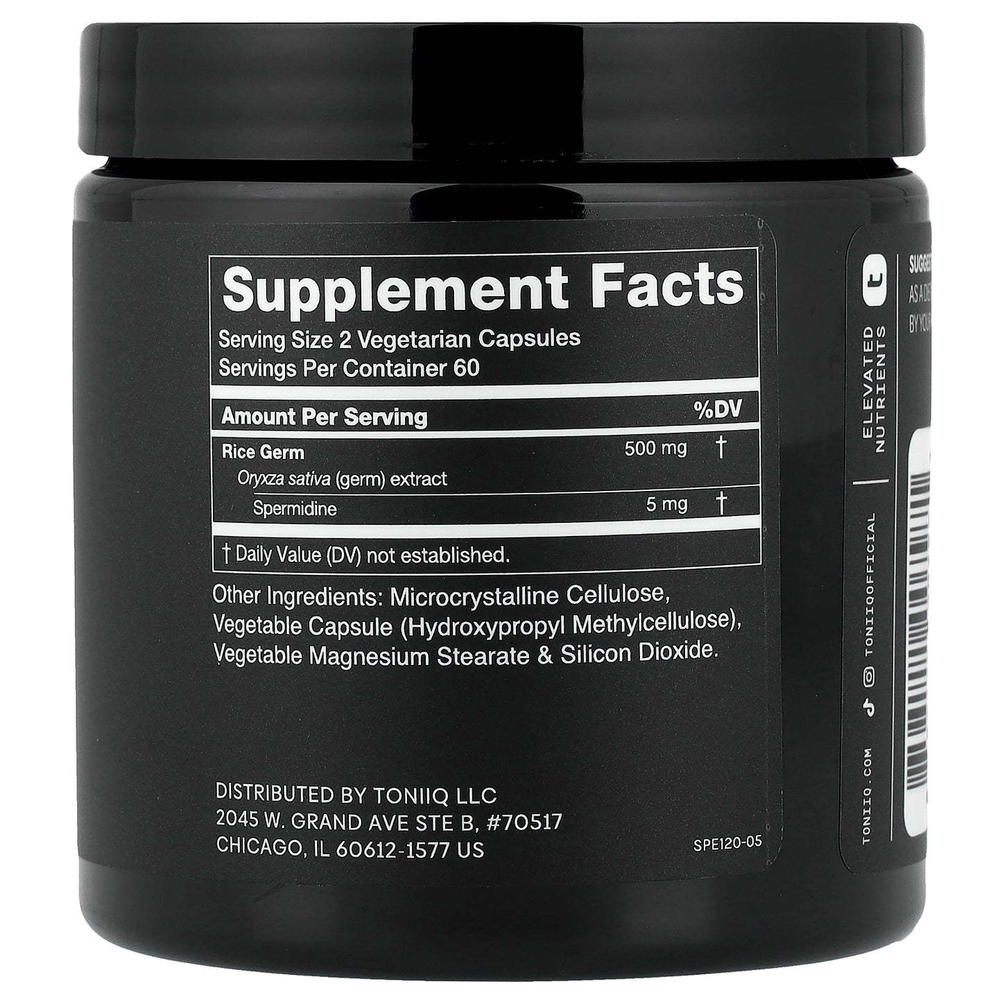 Toniiq, Spermidine, 120 Capsules, (2.5 mg per Capsule)