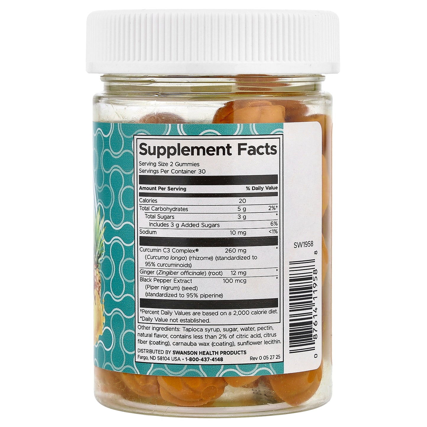 Swanson, Turmeric With Ginger Gummies, Tropical Lemon, 60 Gummies