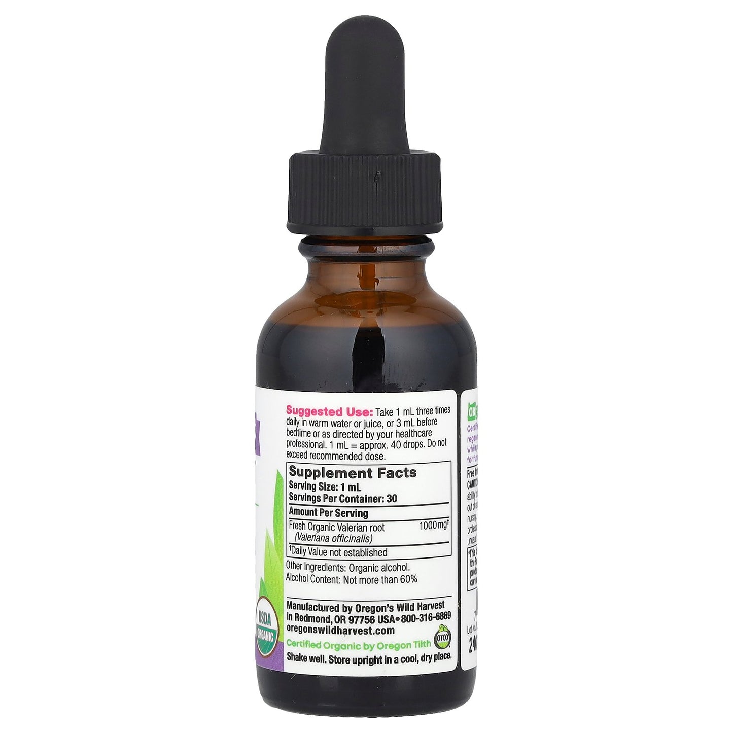 Oregon's Wild Harvest, Organic Valerian Extract, 1 fl oz (30 ml)