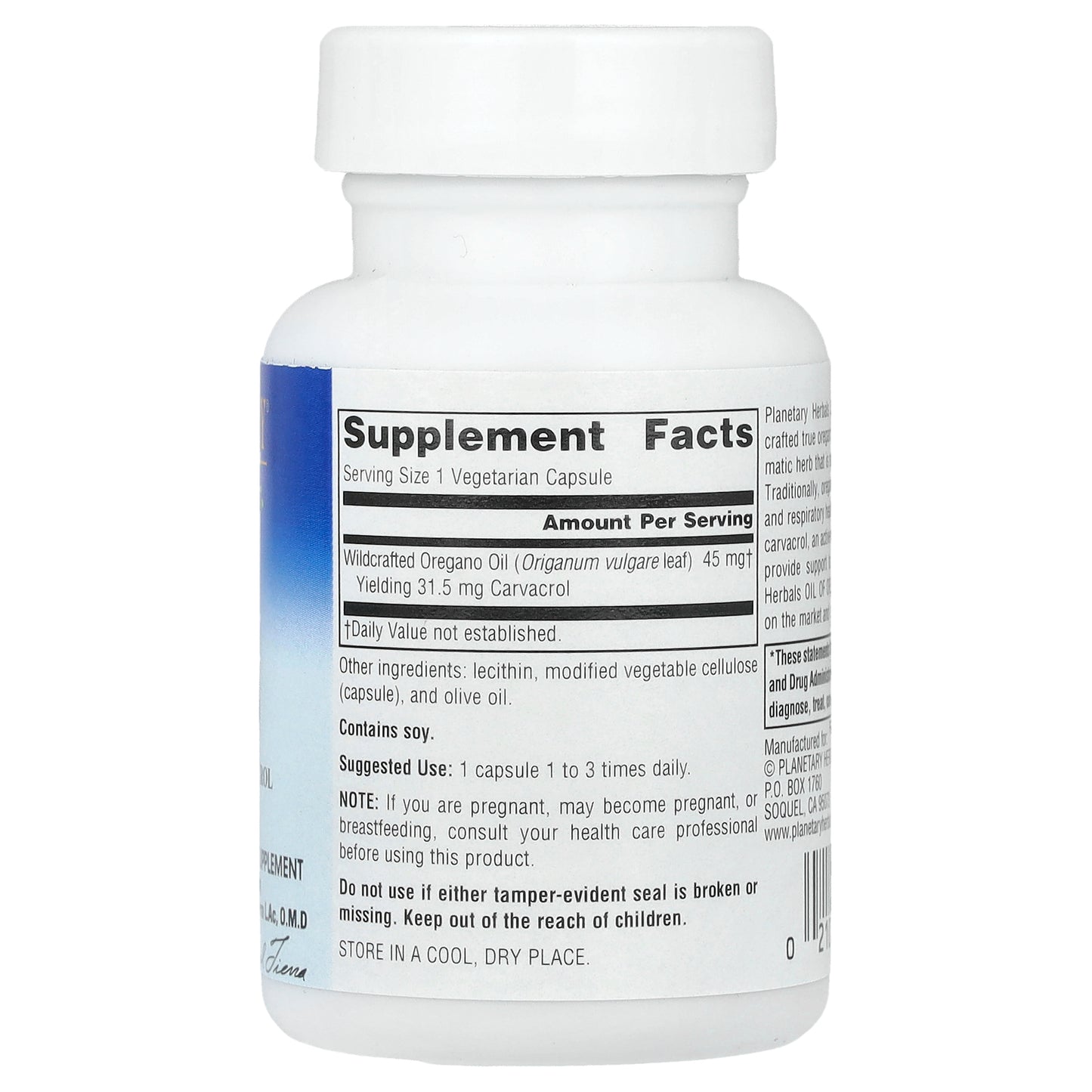 Planetary Herbals, Oil Of Oregano, 45 mg, 30 Vegetarian Capsules