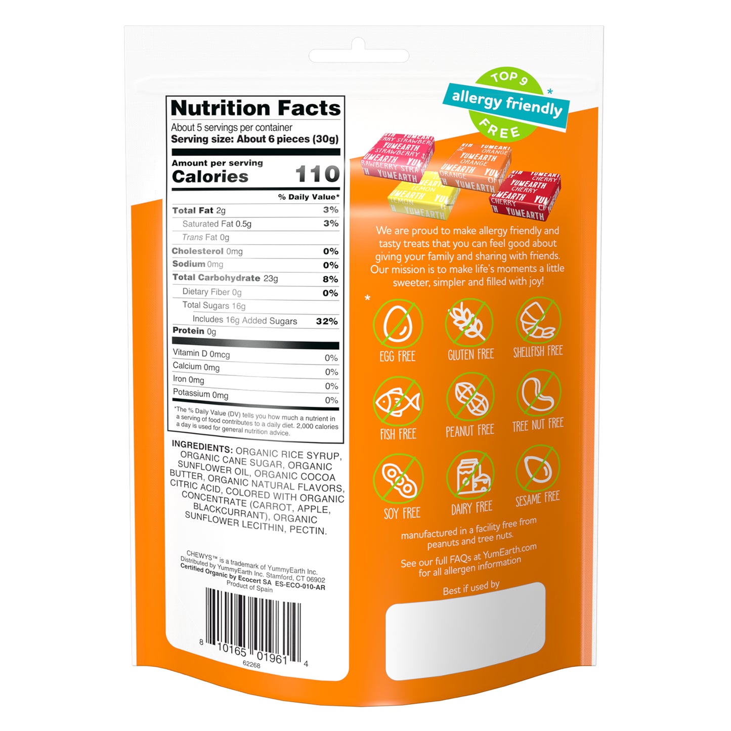 YumEarth, Organic Chewys™, Fruit Chews, 5 oz (142 g)