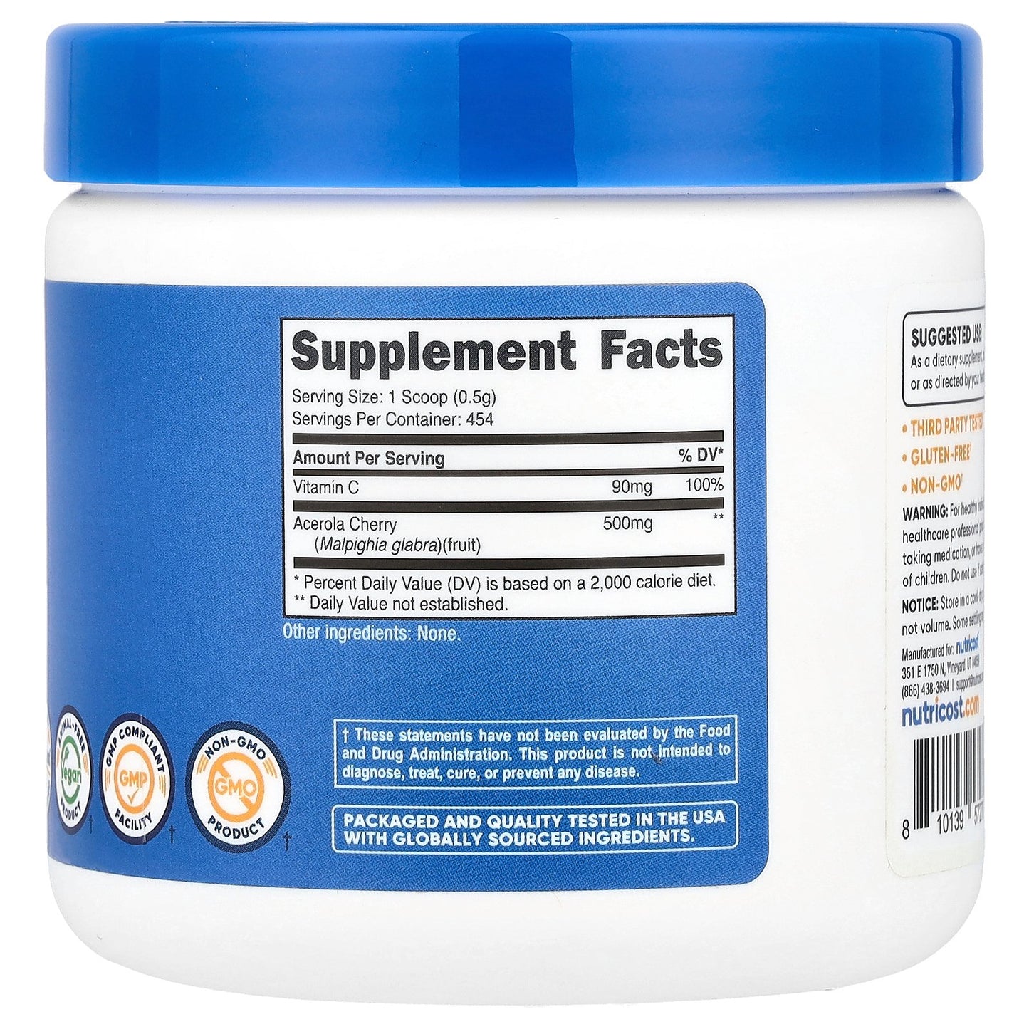 Nutricost, Natural Vitamin C, Unflavored, 8.1 oz (227 g)