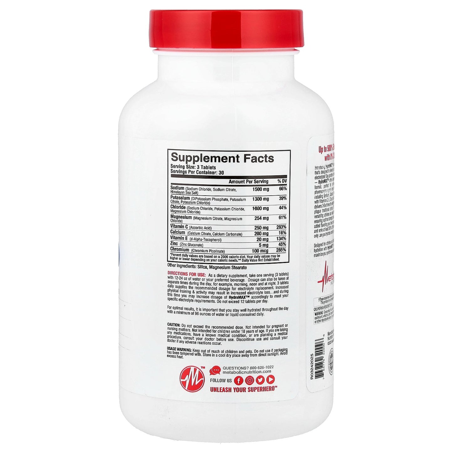 Metabolic Nutrition, HydraMAX™, Max Potency, 90 Tablets