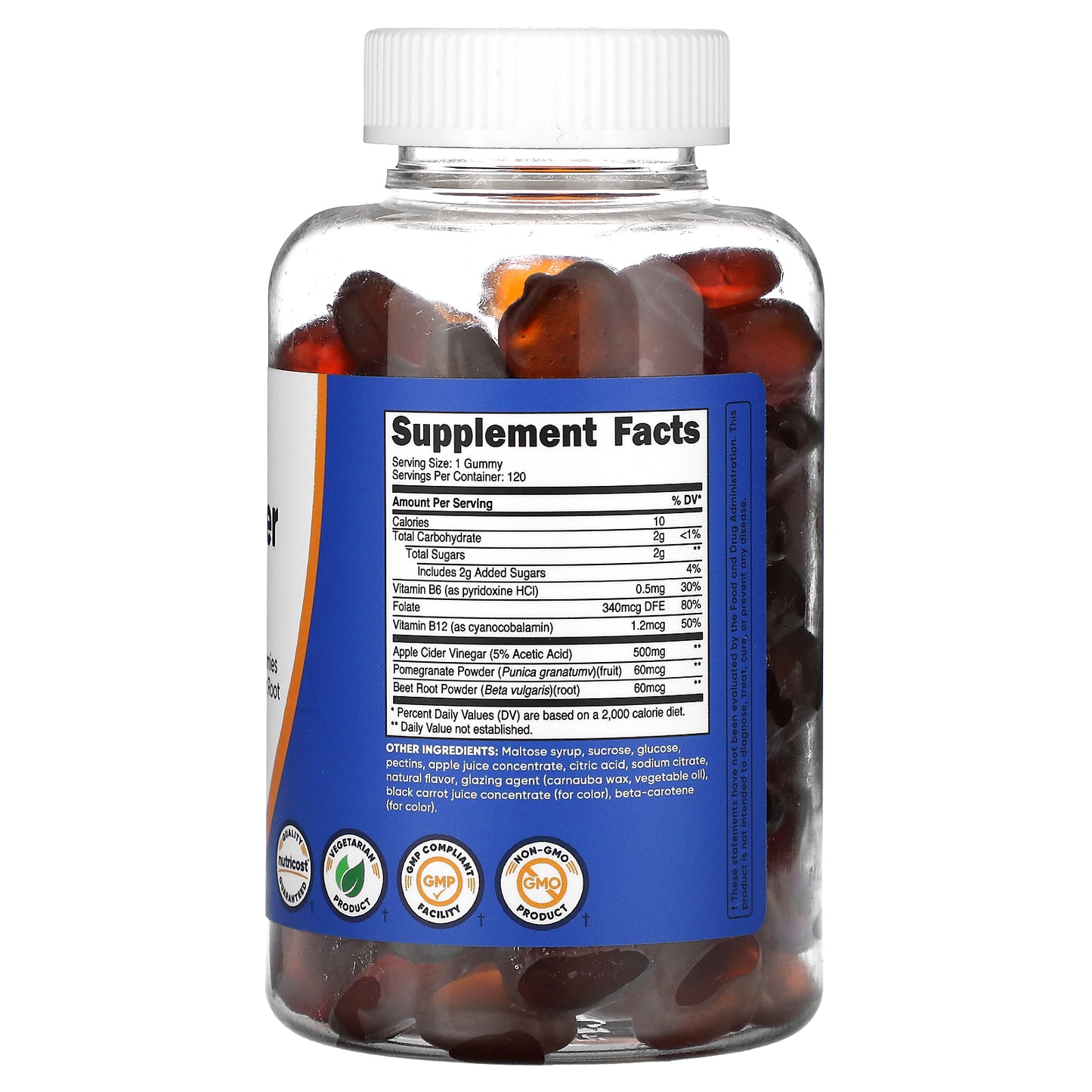 Nutricost, Apple Cider Vinegar Gummies, Apple, 500 mg, 120 Gummies