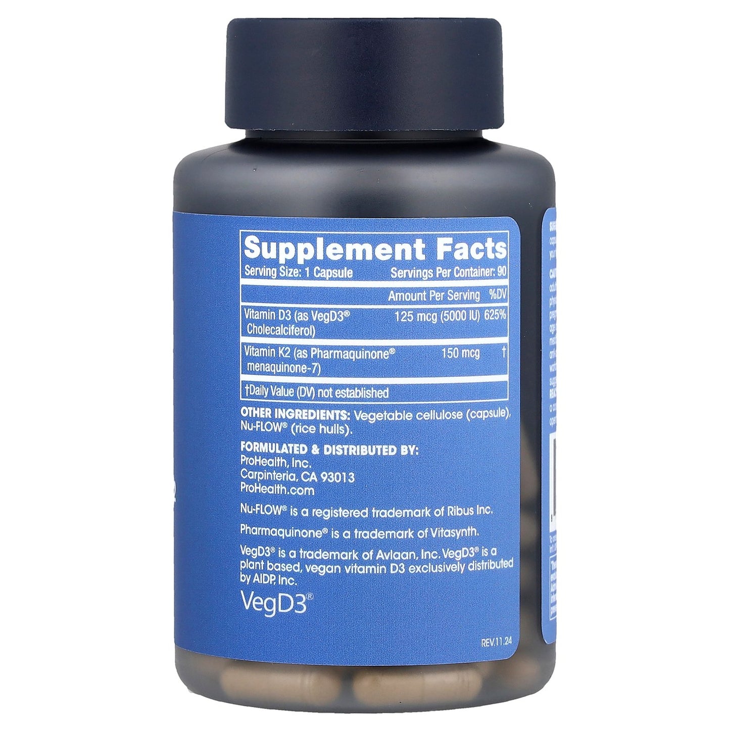 ProHealth Longevity, Vitamin D3 + K2, 90 Capsules