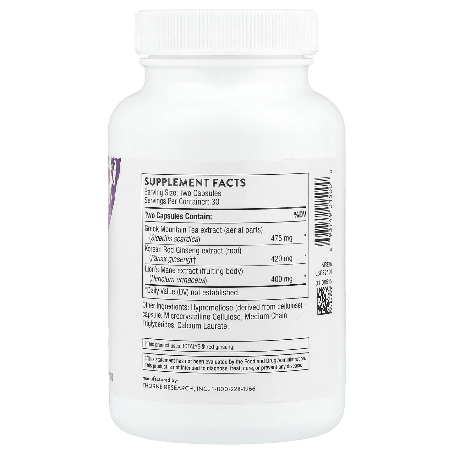 Thorne, Ginseng Plus with Lion's Mane, 60 Capsules