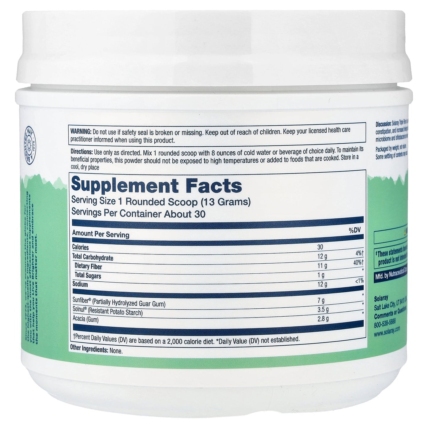 Solaray, Daily Triple Fiber Powder, Unflavored, 14 oz (401 g)