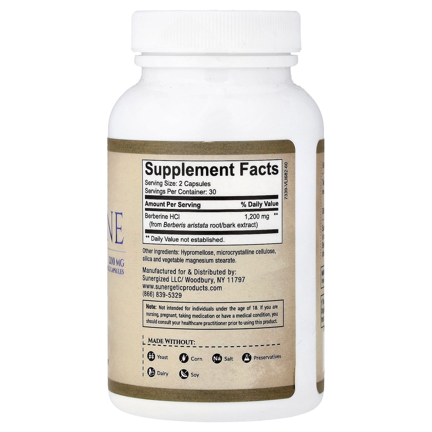 Sunergetic, Berberine, 60 Capsules (600 mg per Capsule)