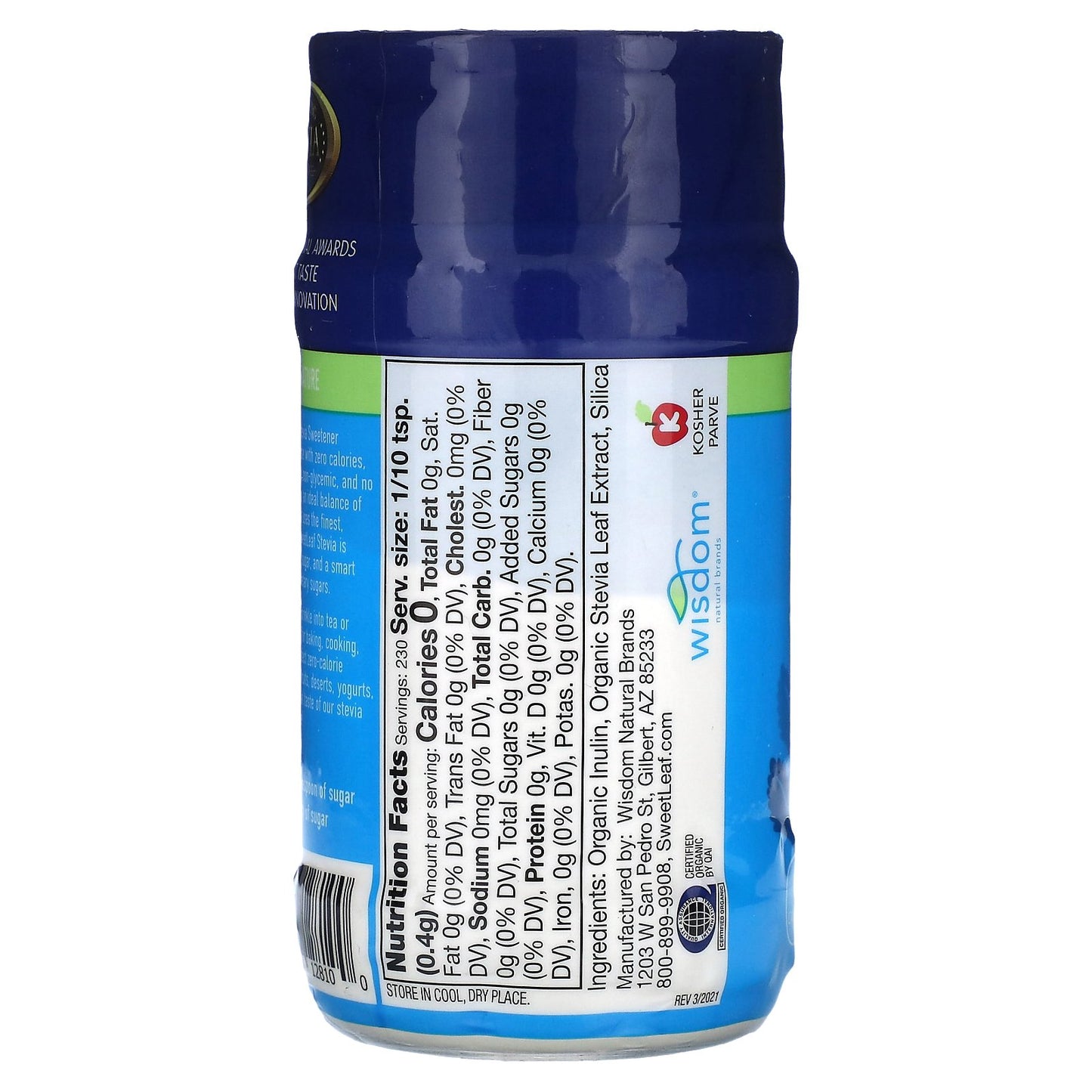 SweetLeaf Stevia, Organic Stevia Sweetener, 3.2 oz (92 g)