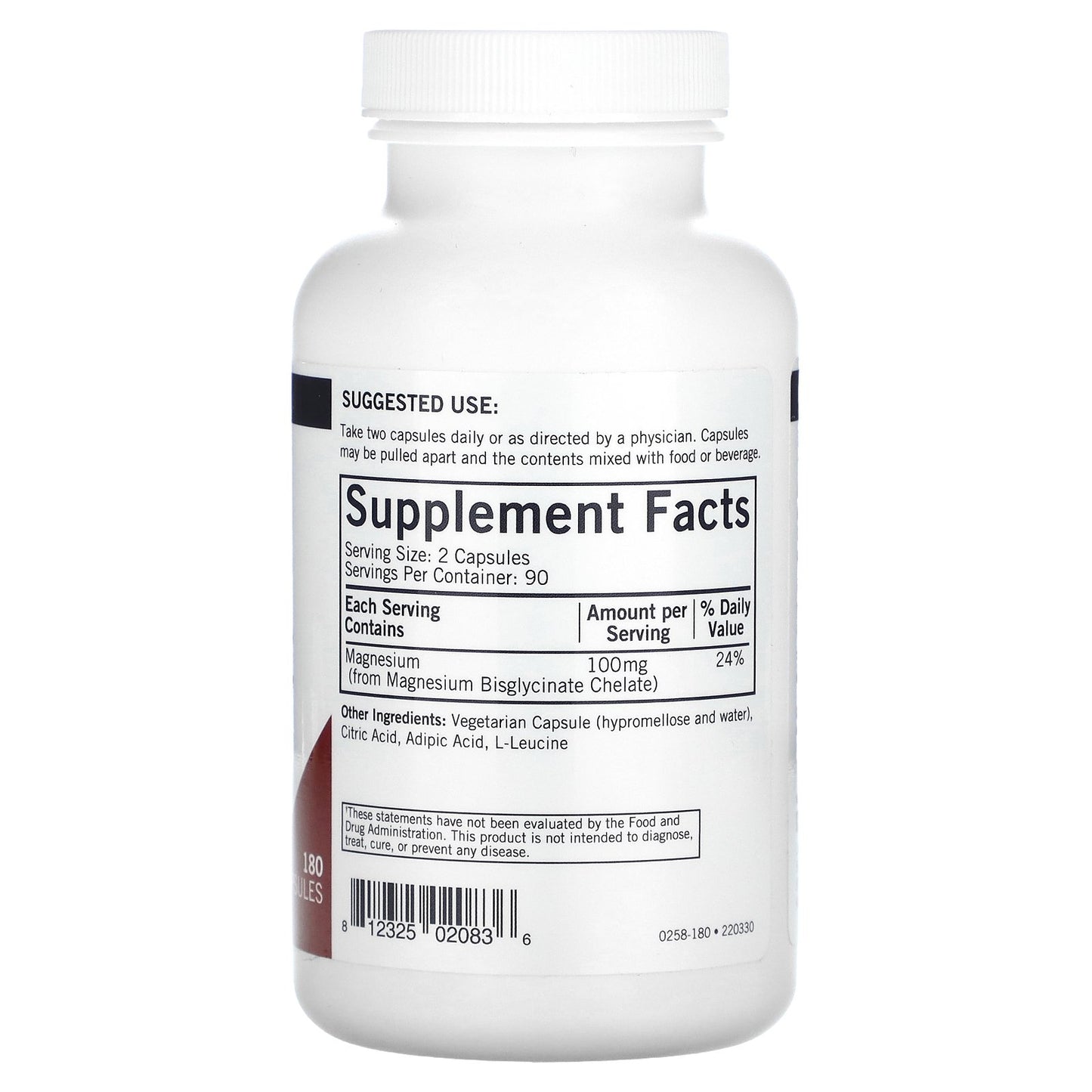 Kirkman Labs, Magnesium Bisglycinate, Buffered Chelate, 180 Capsules (50 mg per Capsule)