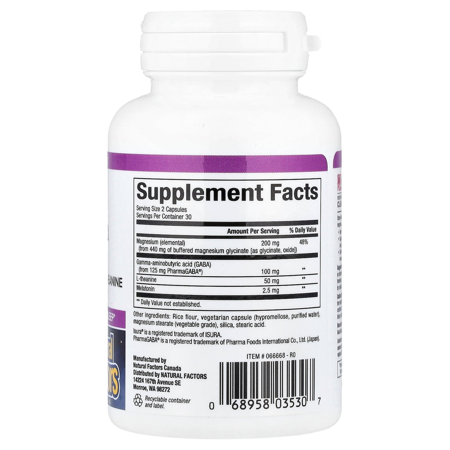 Natural Factors, Stess-Relax®, Nighttime Magnesium Glycinate With Melatonin, GABA & L-Theanine, 60 Capsules