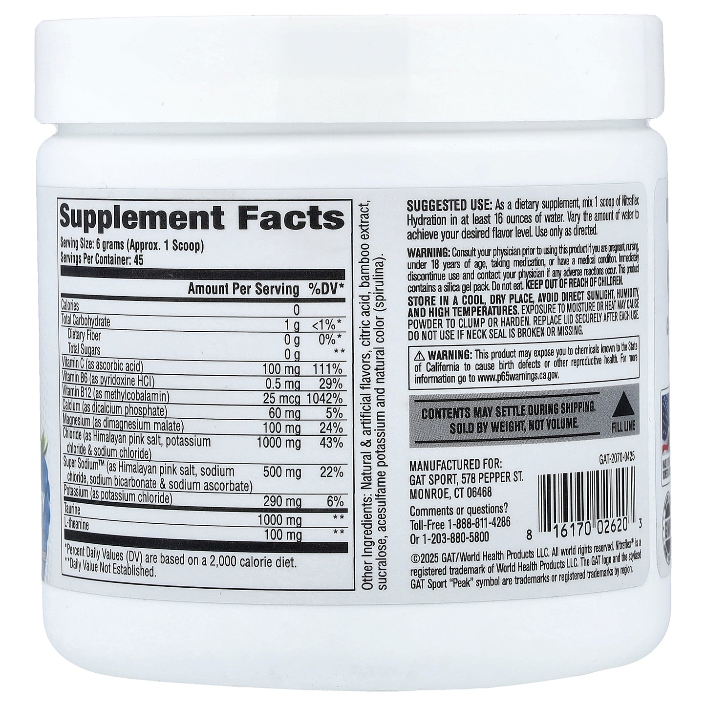 GAT, Sport, Nitraflex® Hydration, Blue Raspberry Blast, 9.52 oz (270 g)