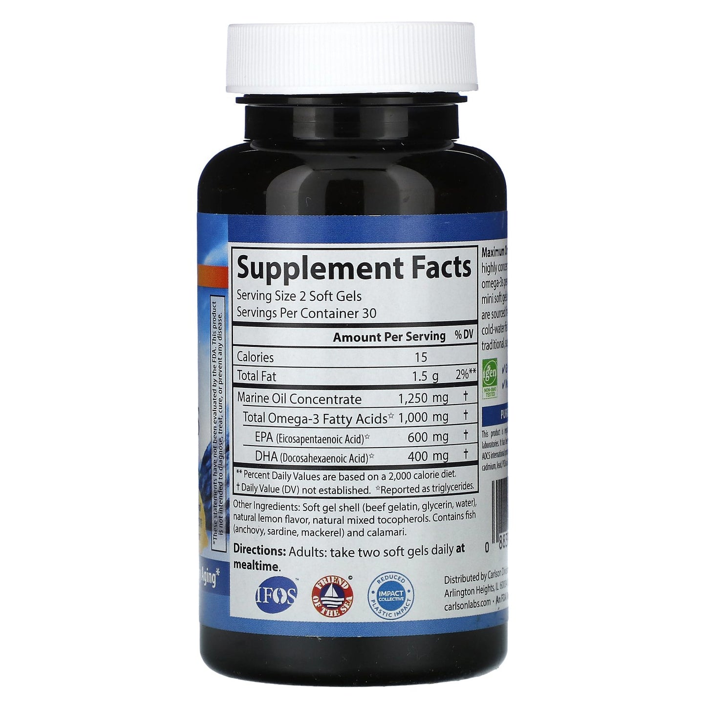 Carlson, Maximum Omega Minis, Natural Lemon, 60 Mini Soft Gels (500 mg per Soft Gel)