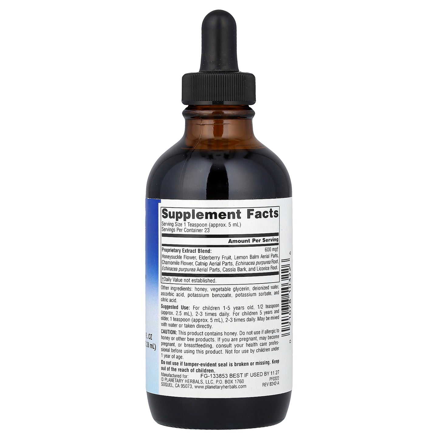 Planetary Herbals, Well Child™, Echinacea-Elderberry Herbal Syrup, 4 fl oz (118.28 mL)